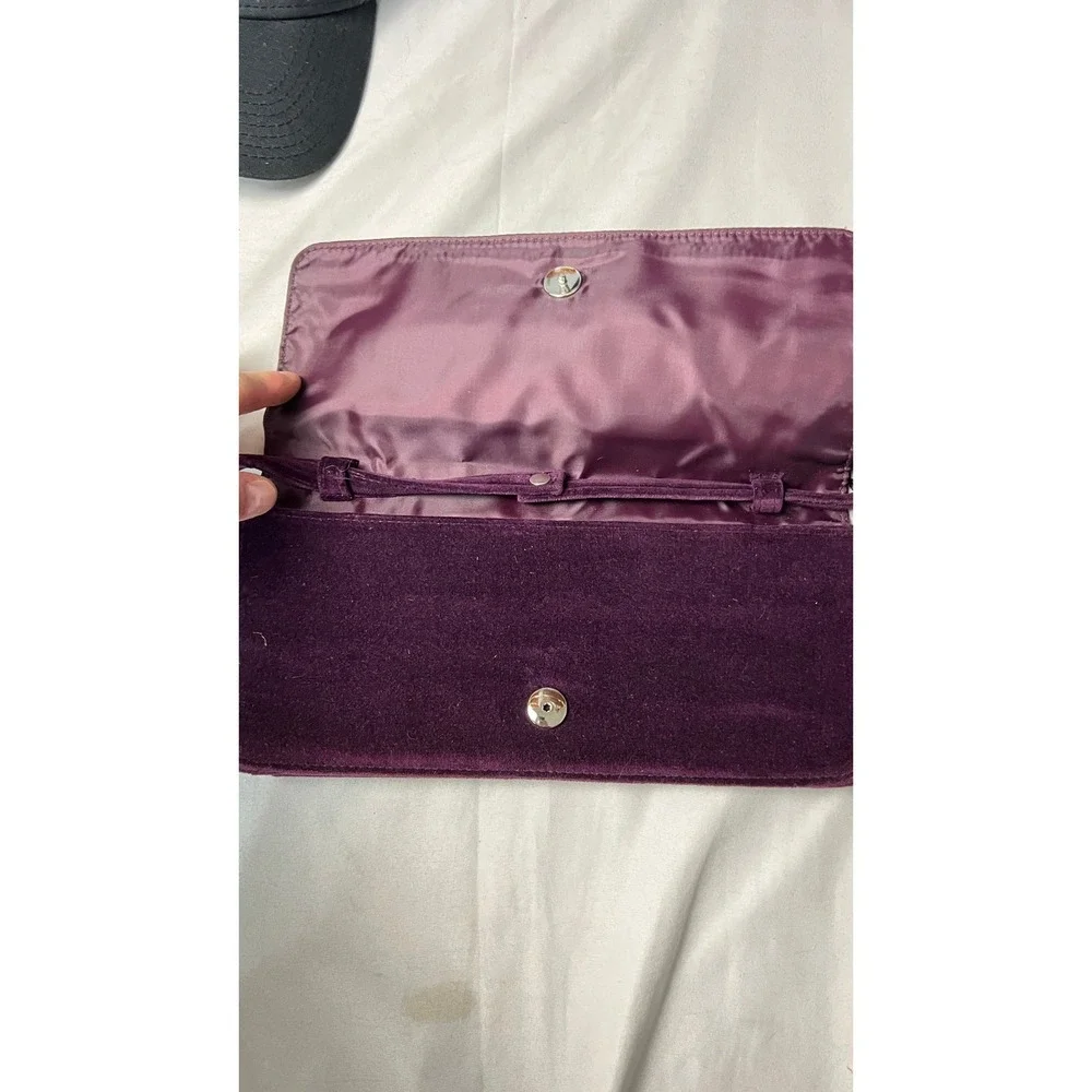 Victorias Secret Basic Instinct Purple Velvet Rhinestone Clutch Shoulder Bag NEW